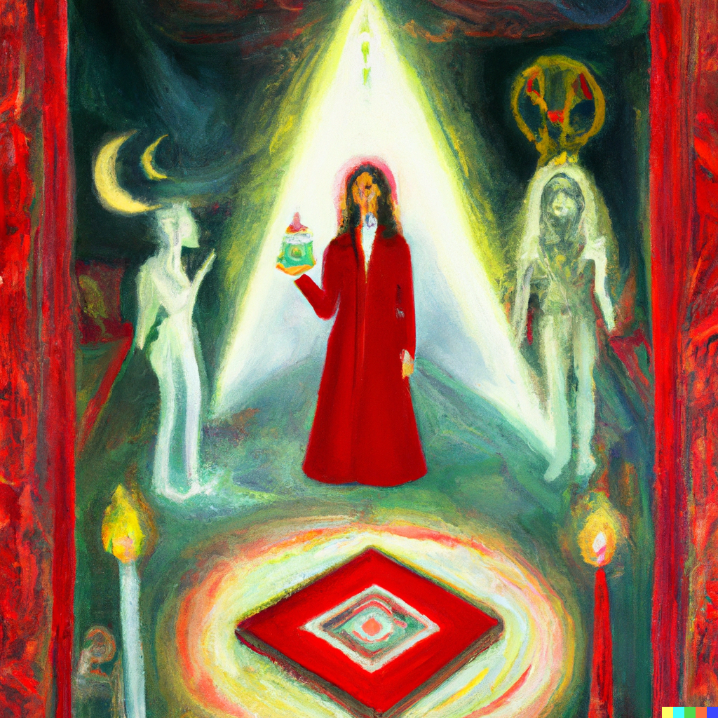 Quiet candlelit ritual space, painterly