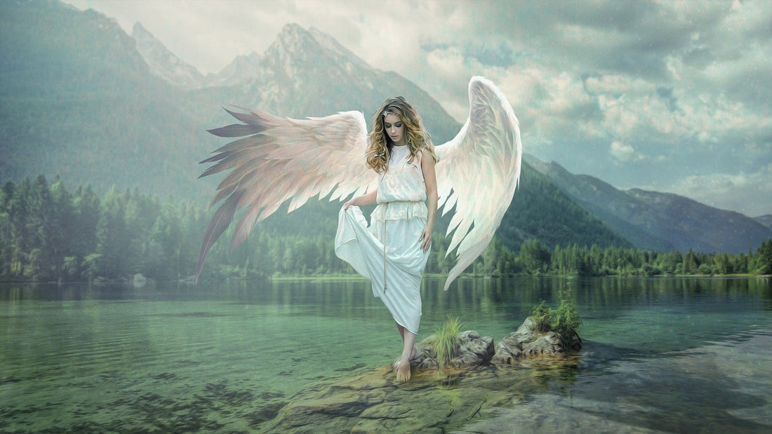 An archangel figure in painterly soft light