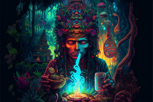 A shaman in ceremony, painterly light