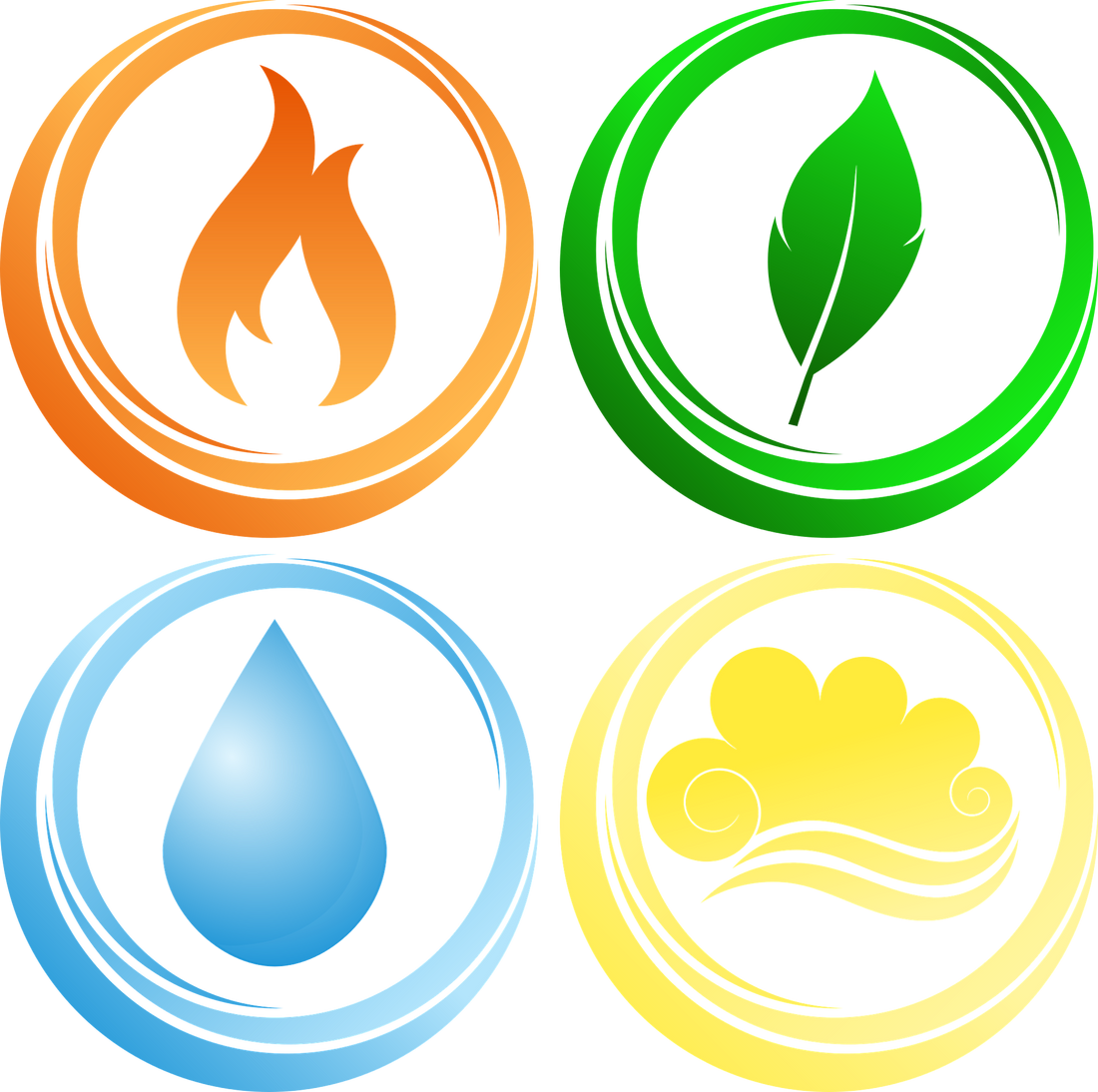 Four elements: earth, water, fire, air