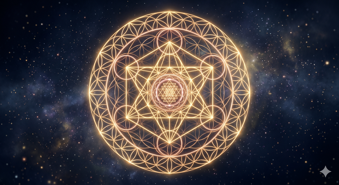 A sacred geometry mandala — the Hermetic principle of correspondence
