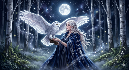 An owl familiar in moonlight