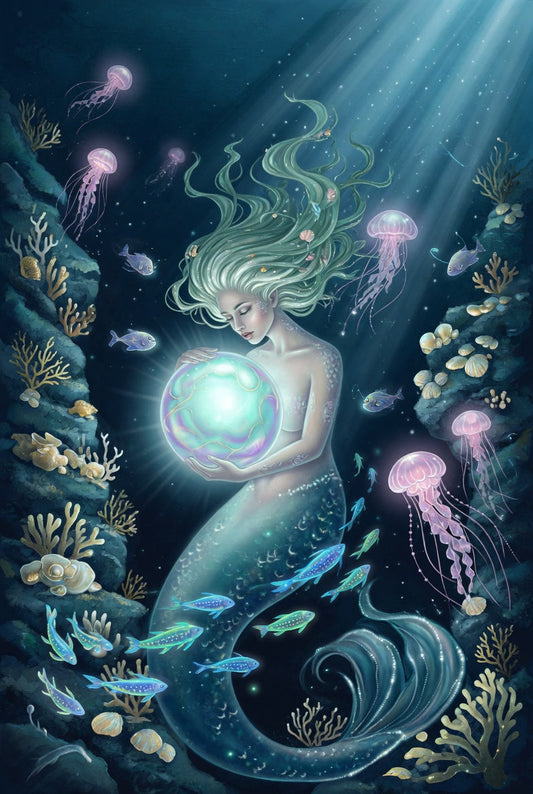 A bioluminescent siren on the Sea of Unheard Sounds