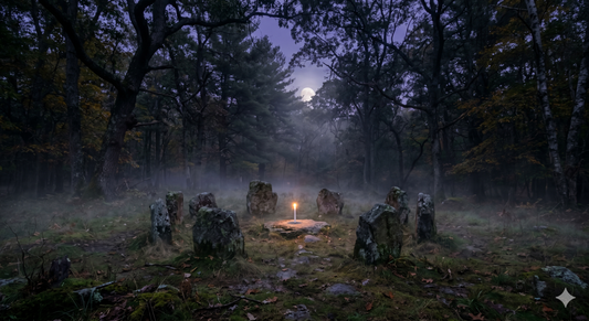 A stone circle in a forest clearing
