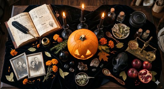 A yule winter altar at the threshold of the year